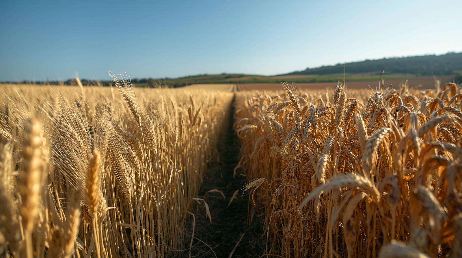 Spanish barley vs continuous wheat field comparison showing take-all disease suppression