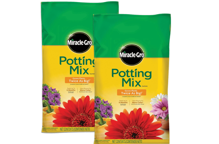 Miracle-Gro Potting Mix, For Container Plants, Flowers, Vegetables, Annuals, Perennials, Shrubs, Feeds for up to 6 Months, 16. qt., 2-Pack