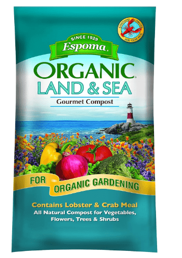 Espoma Organic Land and Sea Gourmet Compost with Lobster & Crab Meal; the Best of Both Worlds! Gourmet Planting Mix for Vegetables, Flowers, Trees & Shrubs. 1 Cubic Foot Bag