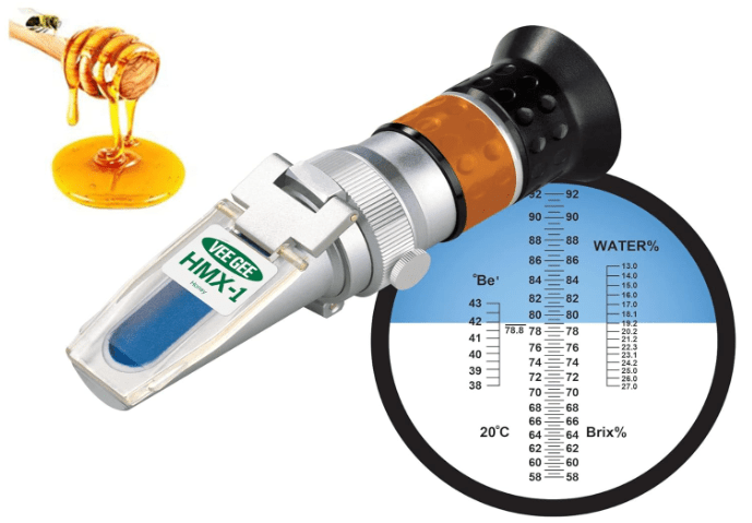 Vee Gee Scientific HMX-1 Premium Honey Refractometer with ATC, Industrial-Grade, Triple Scale (Honey Moisture: 13-27%, Brix: 58-92%, Baume: 38-43°), 5-Year Warranty Included