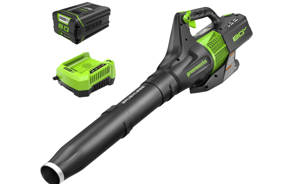 Greenworks 80V (145 MPH / 580 CFM / 75+ Compatible Tools) Cordless Brushless Axial Leaf Blower, 2.5Ah Battery and Charger Included