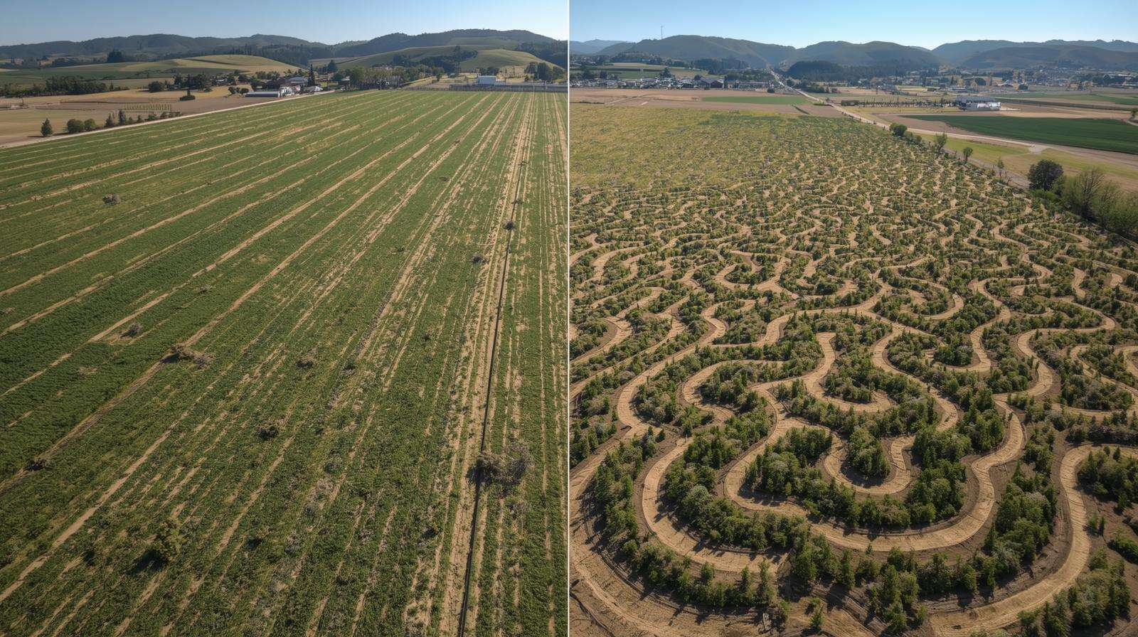 Fractal vs linear edge design in permaculture: +38% biomass yield (California 2024 drone data)