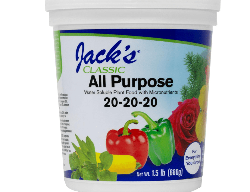 Jack's Classic 20-20-20 All Purpose Water-Soluble Fertilizer with Micronutrients to Provide General Growth on All Plants, 1.5lbs