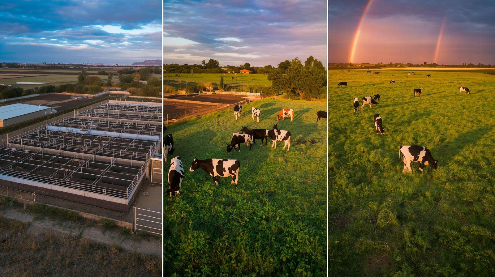 Visual proof of the difference between grain-fed, USDA “grass-fed,” and true Pasture-365 A2 grass fed milk farms.