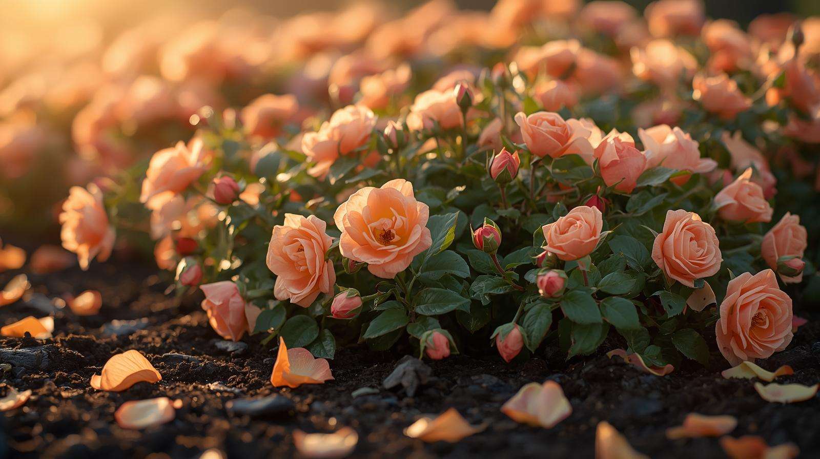 Self-cleaning blooms of low-maintenance groundcover roses — no deadheading required, petals drop clean naturally.