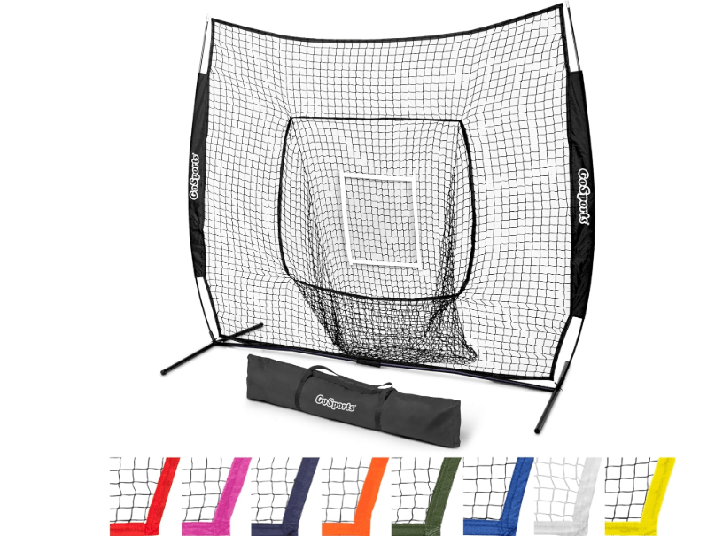 GoSports 7 x 7 ft Baseball & Softball Nets - Available in Team Colors - Batting & Pitching Net with Strike Zone 