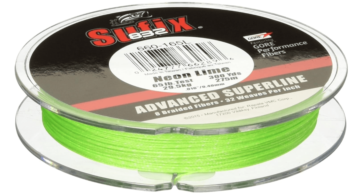 Sufix 832 Braid 50 lb Neon Lime 300 yards