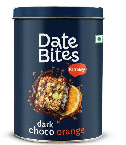 Farmley Protein Dates Bar Dark Choco Orange | Energy Bars | Dates Bite with Zero Added Sugar | Dates, Dry Fruits, Orange Peel, Cocoa Powder | Healthy Protein Bars 200 g (Pack of 10) (7.05 Oz)