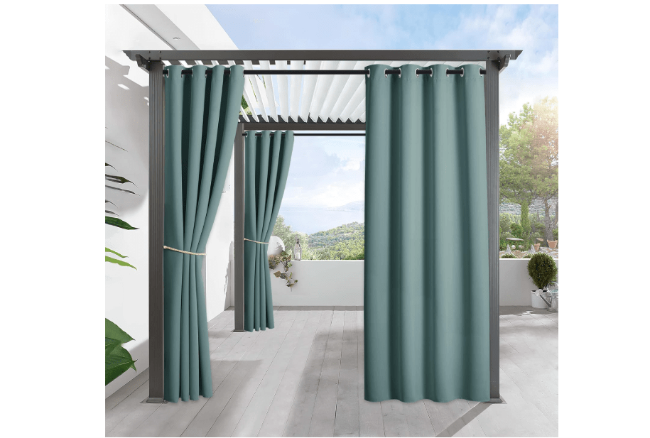 RYB HOME Outdoor Curtains for Patio, Waterproof Blackout UV Protection Outside Decor for Porch Swimming Pool Hut Garden Pavilion Pop Up Tent Pergola Balcony, W 52 x L 95, 1 Panel, Greyish Blue