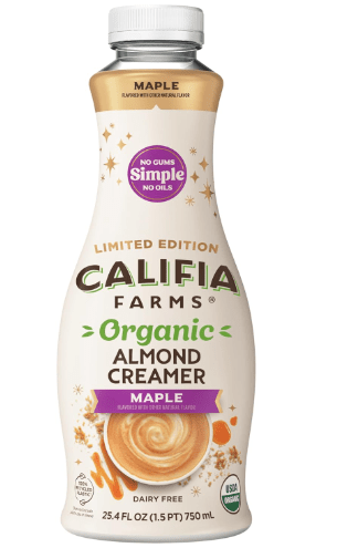 Califia Farms - Organic Maple Almond Milk Coffee Creamer, 25.4 Oz, Dairy Free, Plant Based, Vegan, Gluten Free, Non GMO, Almond Creamer, Almond Milk, USDA Organic