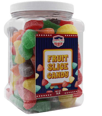 American Best Food Assorted Fruit Slice Wedges Gummy Candy, Lemon, Orange, Grape, Cherry, Mint, (3 LB) Jar