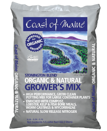 Coast of Maine CMSBO15 Stonington Blend Organic Growers Potting Soil Mix with All Natural Oceanic Ingredients for Planters and Pots, 1.5 Cubic Feet