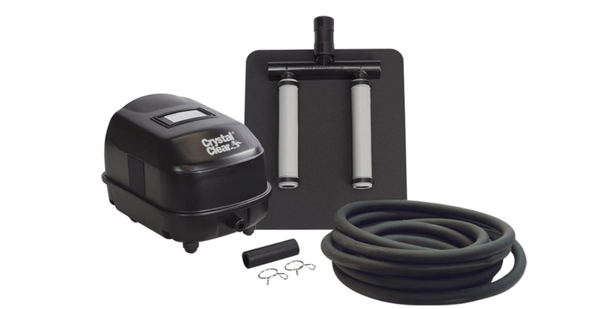CrystalClear KoiAir 1, Complete Pond Aeration Kit, Water Garden Oxygenation Bubbler System Adds Oxygen to Koi & Fish Ponds, Outdoor Diaphragm Compressor Pump, Air Line & 1 Submersible Diffuser Stick