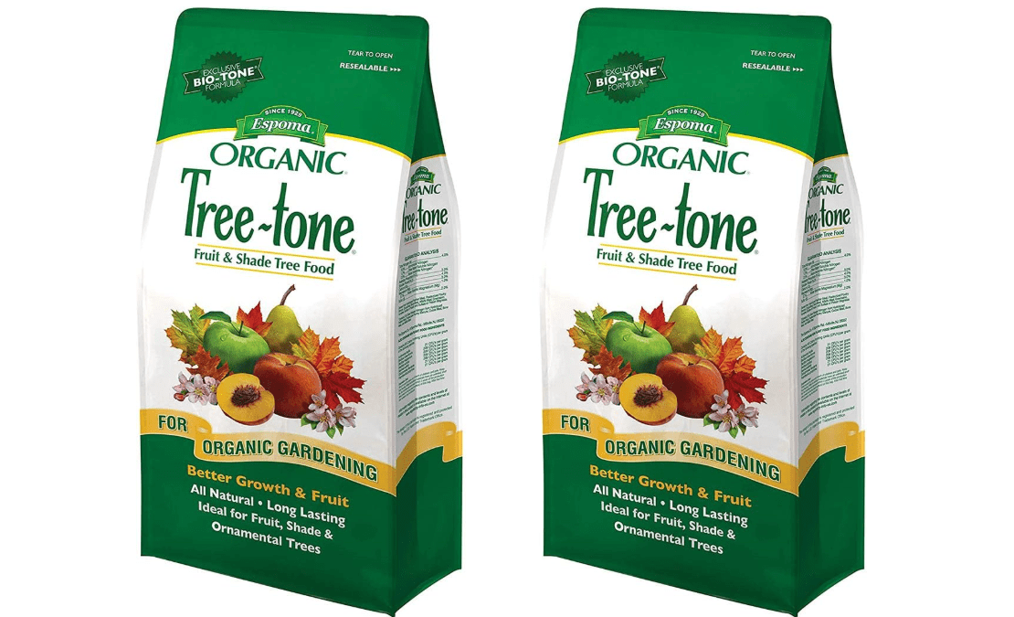 Espoma Organic Tree-Tone 6-3-2 Natural & Organic Fertilizer and Plant Food; 4 lb. Bag; Organic Fertilizer for All Trees. Use for Fruit Trees Like Peach & Apple Trees and All Shade Trees - Pack of 2