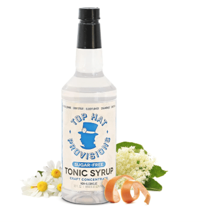 Top Hat Keto Sugar Free Tonic Syrup - 5x Diet Tonic Water Quinine Concentrate - Organic Monk Fruit - Craft Soda Mixer for Skinny Cocktail Drinks - Just Add Seltzer Water