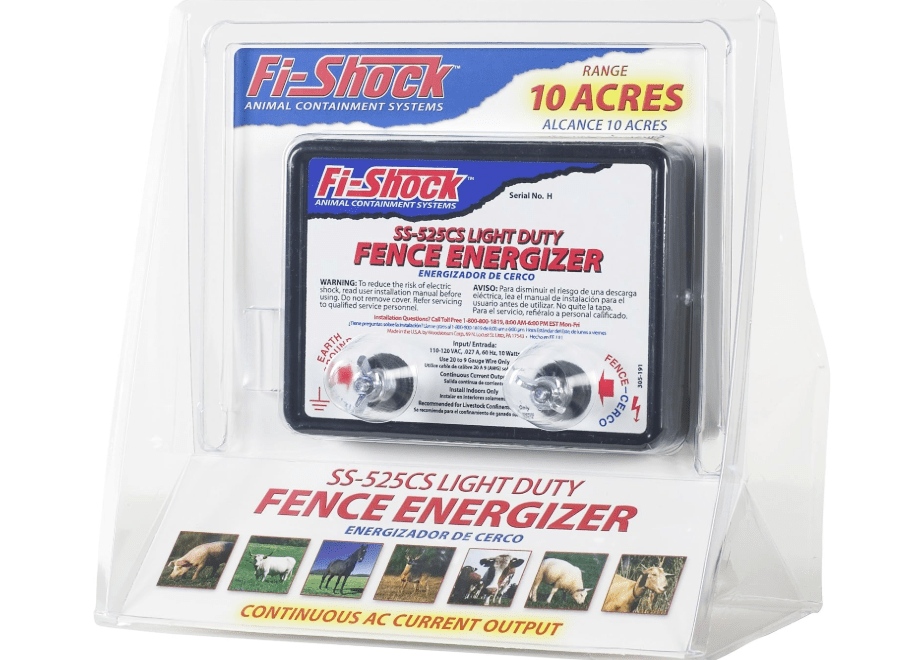 Fi-Shock SS-525CS AC Powered Light-Duty Electric Fence Charger, 10-Acre Range
