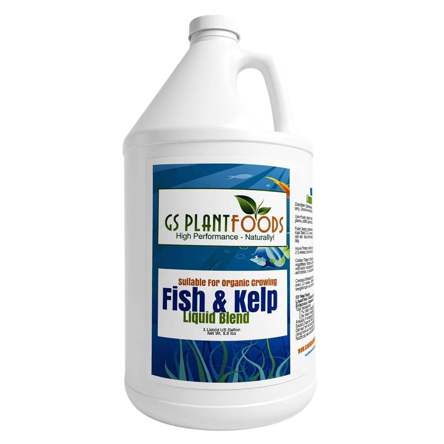 GS Plant Foods Liquid Fish & Kelp Fertilizer (1 Gallon) – Organic Material Review Institute Listed Natural Plant Food for Home Gardens, Lawns, and Vegetables