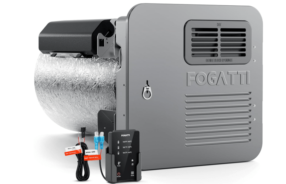 FOGATTI 6 Gallon RV Tank Water Heater, Triple-Power Mode (Gas/Electric/Hybrid). Built-in Titanium Anode Rod & Porcelain Lined Tank for Longevity, DSI Ignition, 15"x15" Door | HybridShower 6 Ultra