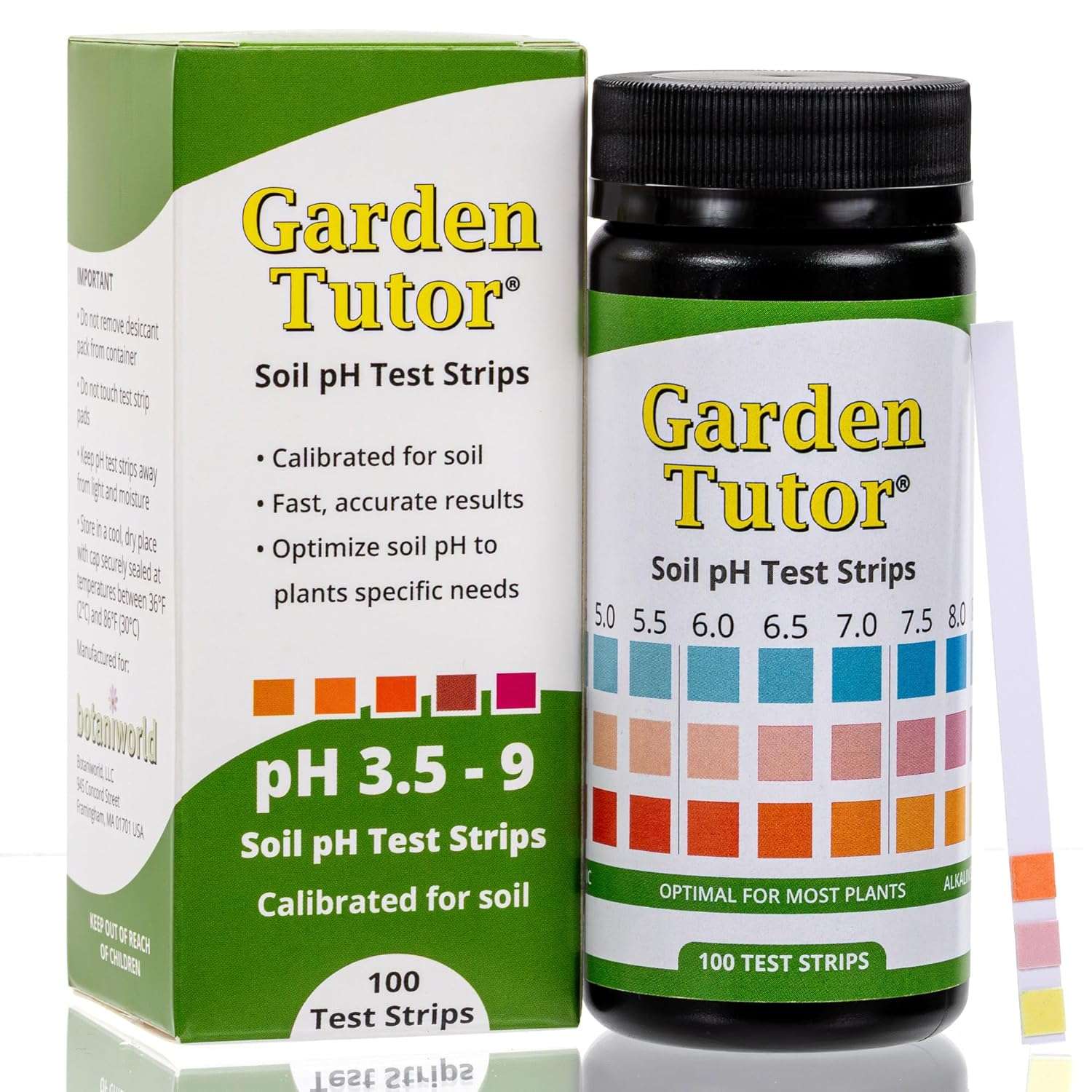 Garden Tutor Soil pH Test Kit – 100 Strips with AI-Powered Web Reader – Accurate Testing for Lawn, Garden & Compost – pH 3.5–9
