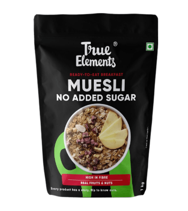 True Elements Muesli Sugar Free 1kg - Packed with 13.5g Plant Protein | Breakfast Cereal | No Added Sugar