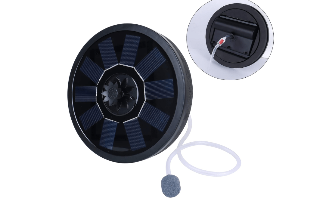 Solar Air Pump Clearance - shumi Solar Pond Aerator Oxygen Pump with Air Hose and Bubble Stone Pool Fish Tank Oxygenator for Gardening Water Circulation, Small Pond Landscape Decoration