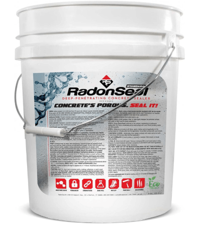 RadonSeal Standard Concrete Sealer, Deep-Penetrating Clear Protectant, 5-Gallon – Indoor & Outdoor Waterproofing for Poured Surfaces, Basement Floors, Driveways & Slabs – Radon Gas Mitigation