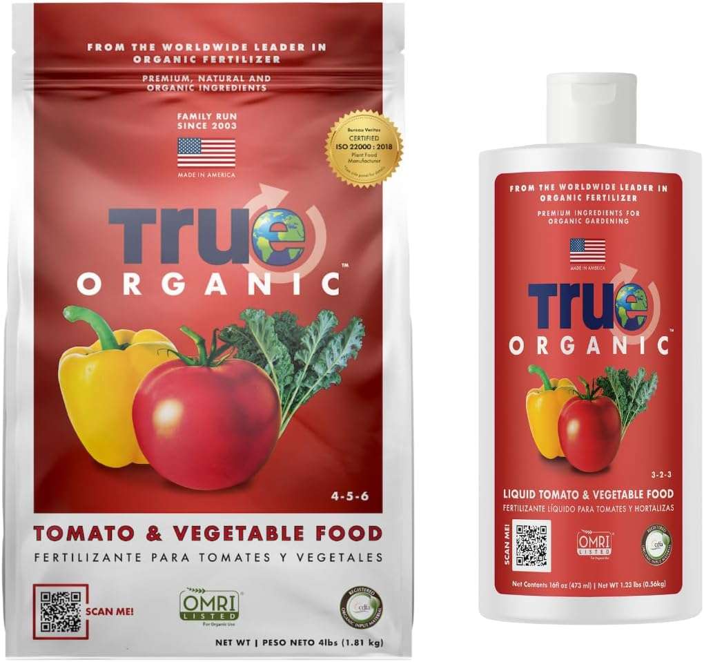 True Organic Tomato & Vegetable Food + Liquid Tomato & Vegetable Food Bundle - CDFA, OMRI Listed for Organic Gardening – Organic Fertilizer Set