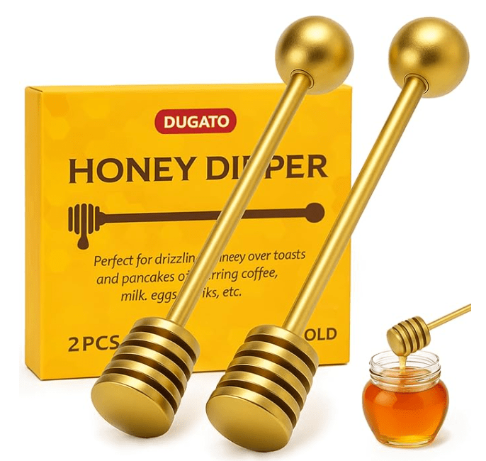 DUGATO Gold Honey Dipper Set (2-Pack, 6.3") – Best Stainless Steel Dripper