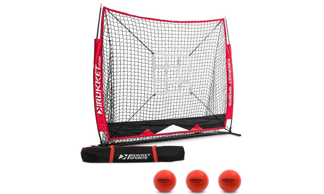Rukket Sports Baseball & Softball Net Bundle with Weighted Baseballs & Strike Zone Target, Practice Hitting, Pitching, Batting and Catching, Training Backstop