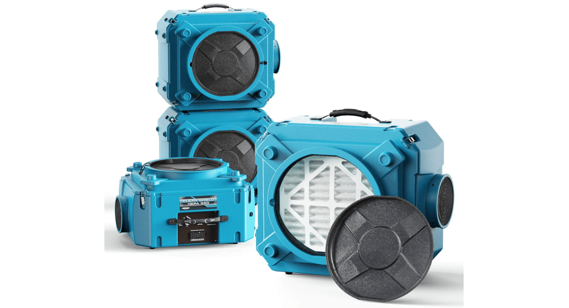 ALORAIR CleanShield HEPA 550 Industrial Commercial HEPA Air Scrubber for Damage Restoration, cETL Listed, GFCI Outlet, 10 Years Guarantee, Blue(Pack of 4)