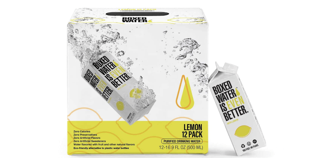 Boxed Water 16.9 oz. (12 Pack) Lemon Flavored Water - Purified Drinking in Boxes – Zero Calories & Sugar Free, More Sustainable than Premium Plastic Bottled