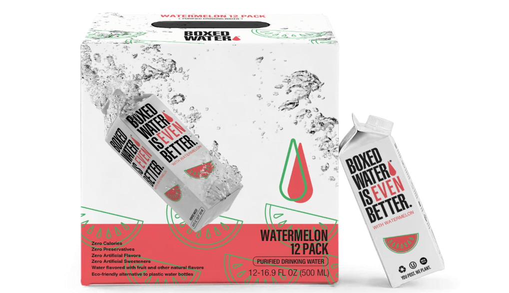 Boxed Water 16.9 oz. (12 Pack) Watermelon Flavored Water - Purified Drinking in Boxes – Zero Calories & Sugar Free, More Sustainable than Premium Plastic Bottled