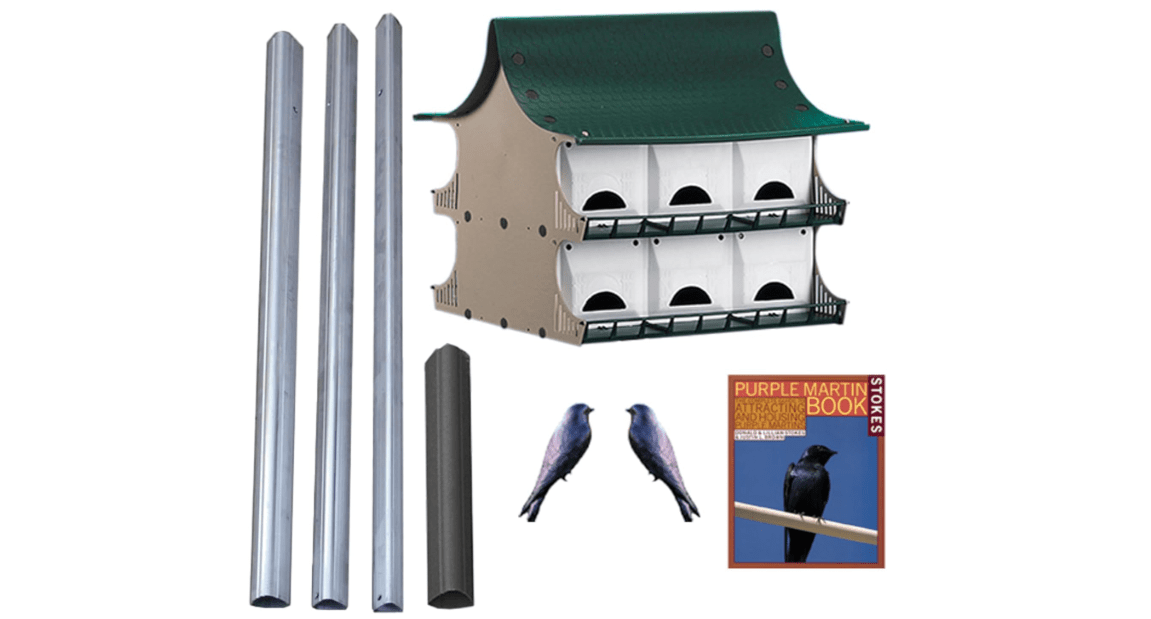 S&K 12 Room Purple Martin House Package - Complete Birdhouse Kit with Telescoping Pole, Decoys, and Guidebook 