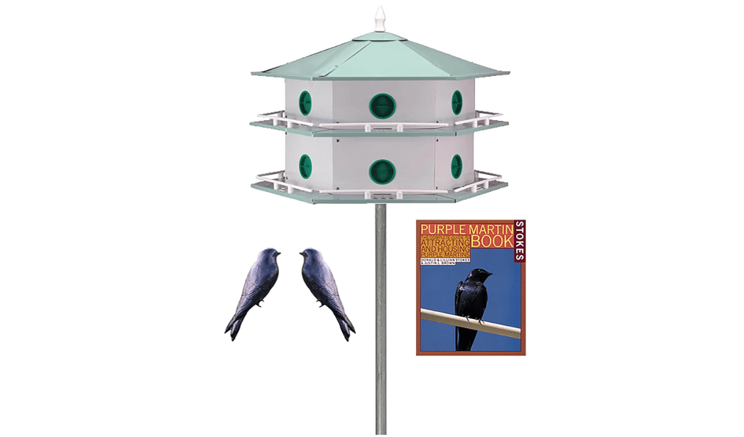Heath 12-Room Deluxe Purple Martin House Package – Aluminum Birdhouse with Pole, Decoys, and Guidebook 