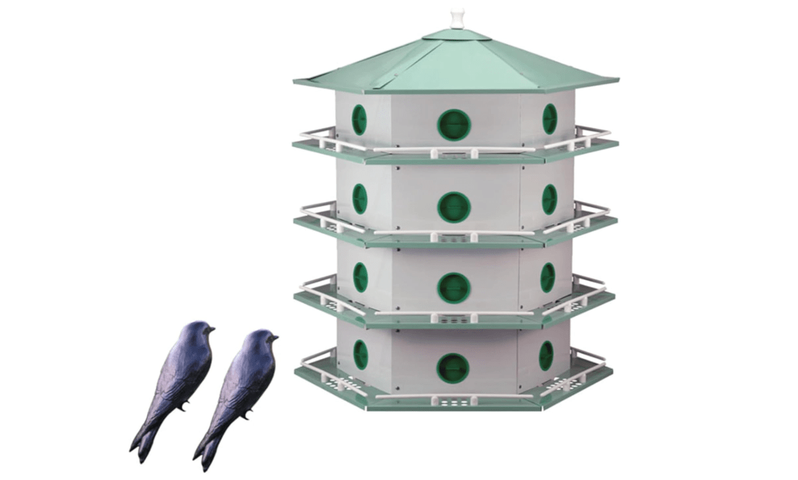 Heath 24-Room Deluxe Purple Martin House with Decoys – Spacious Aluminum Birdhouse for Colonizing Martins 
