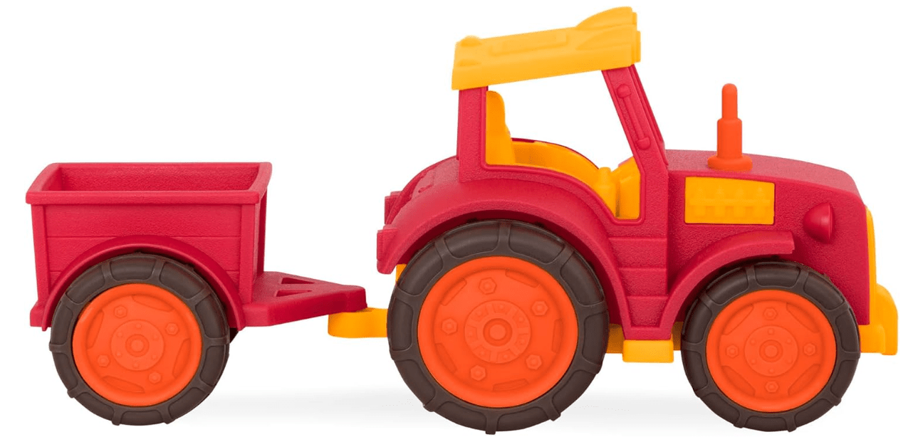Battat – Wonder Wheels – Red Toy Tractor And Trailer – Farm Toys For Kids, Toddlers – Pretend Play – Recyclable Materials – 1 year + 