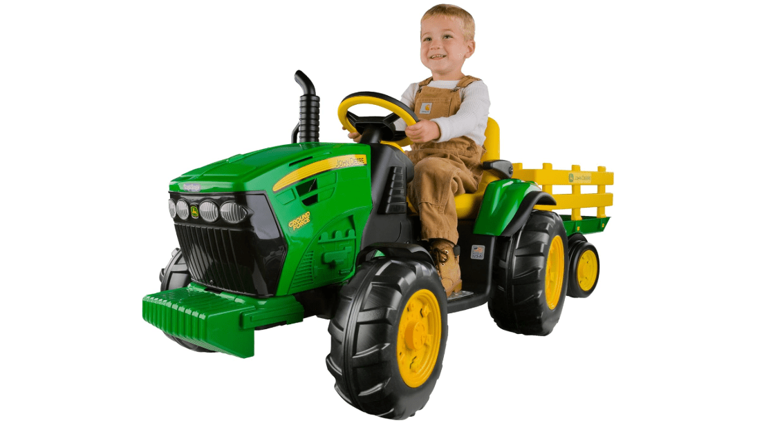 Peg Perego John Deere Ground Force Tractor with Trailer 12 Volt Ride on
