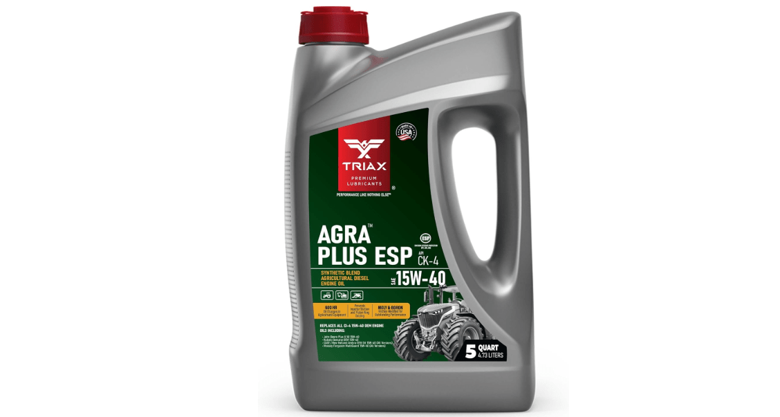 TRIAX Agra Plus ESP 15W-40 CK-4 Synthetic Blend, API Licensed, Ultra High Performance, Friction Modified Diesel Engine Oil, Agricultural Equipment (5 Quart)
