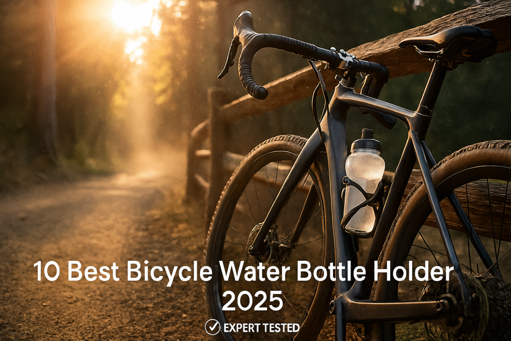 Best bicycle water bottle holder 2025 – Blackburn Sidetrack on gravel bike during golden-hour ride, expert guide featured image.