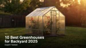 Best greenhouse for backyard 2025 – Outsunny 6x8 walk-in in golden hour, expert guide featured image.