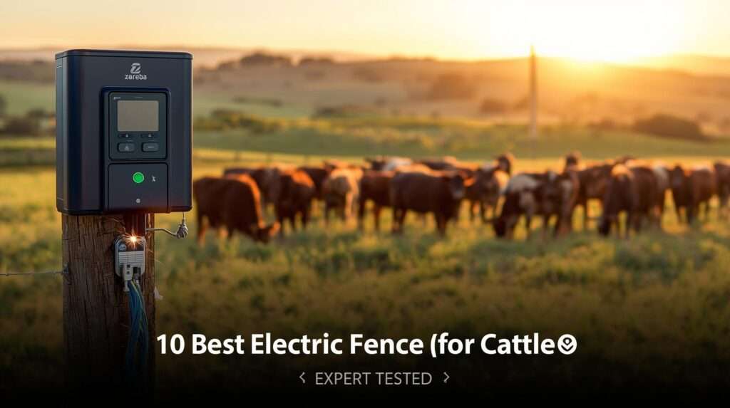 Best electric fence for cattle 2025 – Zareba solar energizer in action, expert ranch guide featured image.