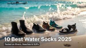 Best water socks 2025 – vibrant lineup of top water shoes and aqua socks on tropical beach at golden hour, expert-tested guide featured image.