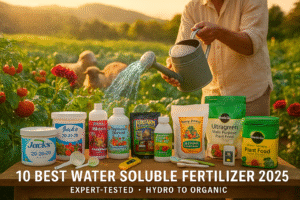 Best water soluble fertilizer 2025 – lush garden being fed with top-rated soluble nutrients, expert guide featured image