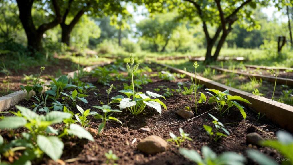 native soil in raised beds