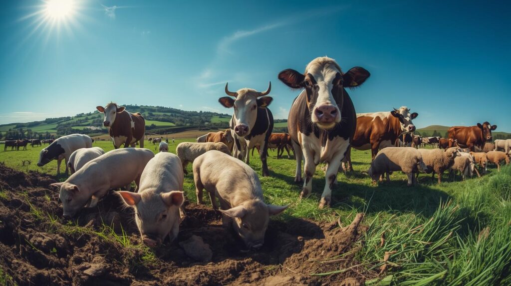 Mixed Herds with Pigs Cows and Sheep