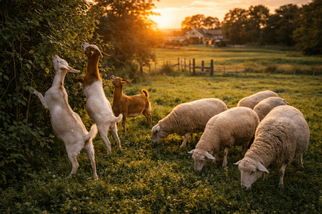 Mobile chicken tractor moving Cornish Cross broilers across fresh pasture — Cornish Cross on pasture with daily rotation for healthy growth, better flavor, and sustainable meat production.