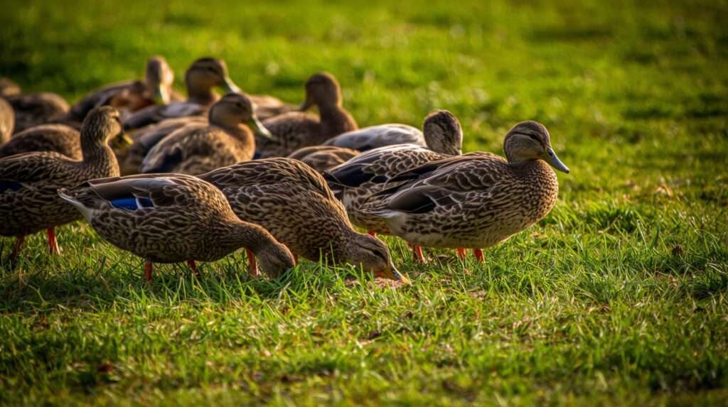Feeding Ducks on Pasture