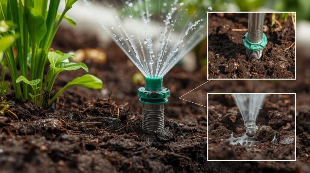 In-Ground Sprinklers Next to Raised Beds