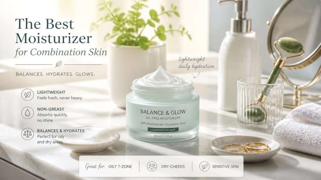 Discover the best moisturizer combination skin for balanced hydration. Compare top lightweight, non-greasy picks for oily and dry zones.